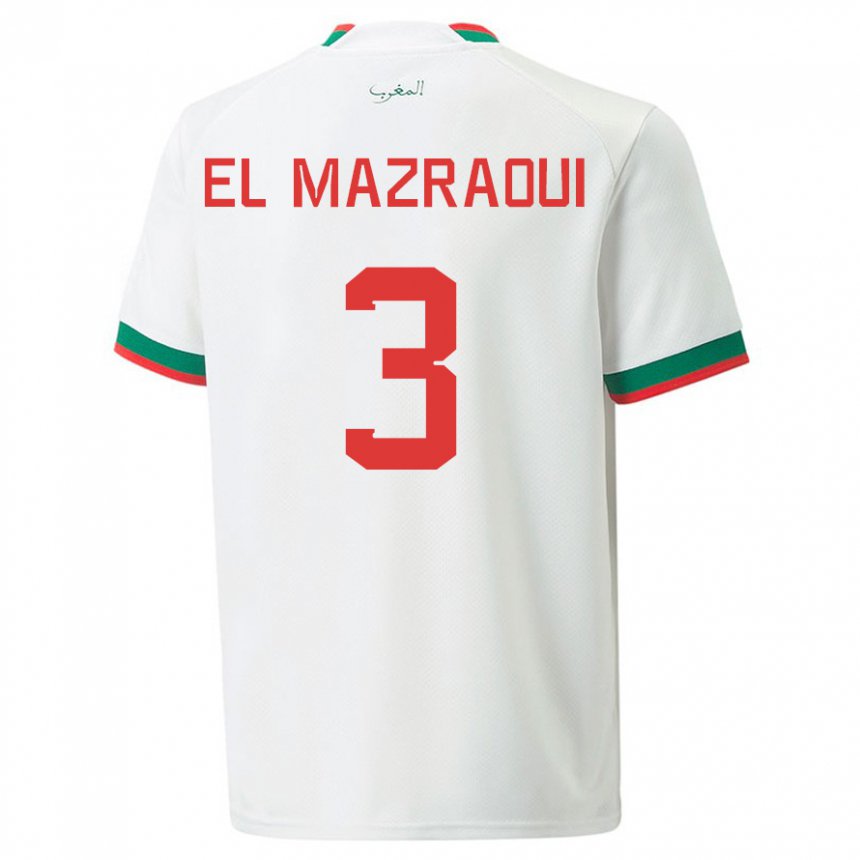 Lapset Marokon Noussair El Mazraoui #3 Valkoinen Vieraspaita 22-24 Lyhythihainen Paita T-paita