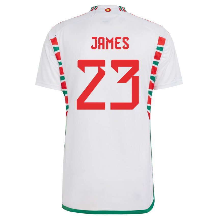 Lapset Walesin Jordan James #23 Valkoinen Vieraspaita 22-24 Lyhythihainen Paita T-paita