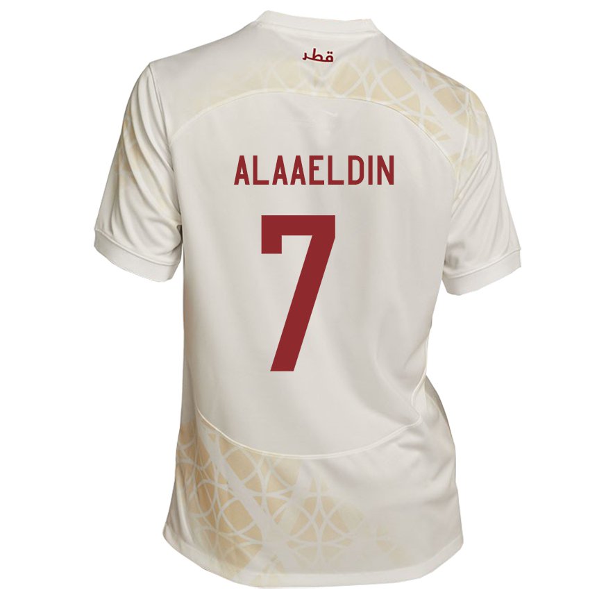 Lapset Qatarin Ahmed Alaaeldin #7 Kultainen Beige Vieraspaita 22-24 Lyhythihainen Paita T-paita