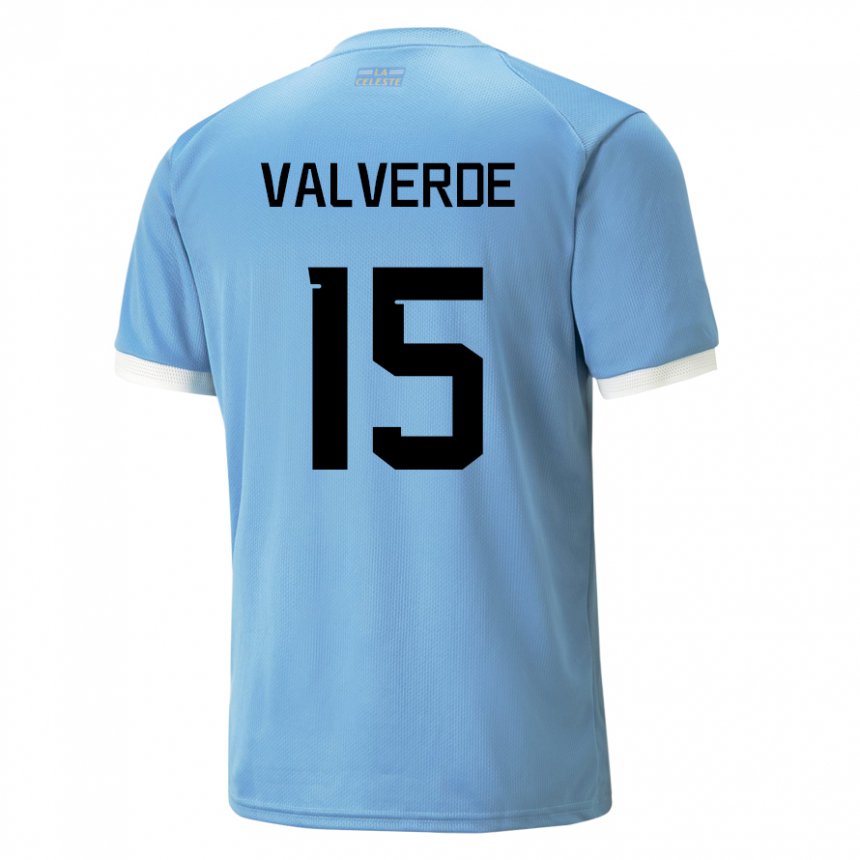 Miesten Uruguayn Federico Valverde #15 Sininen Kotipaita 22-24 Lyhythihainen Paita T-paita