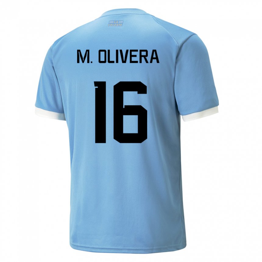 Miesten Uruguayn Mathias Olivera #16 Sininen Kotipaita 22-24 Lyhythihainen Paita T-paita