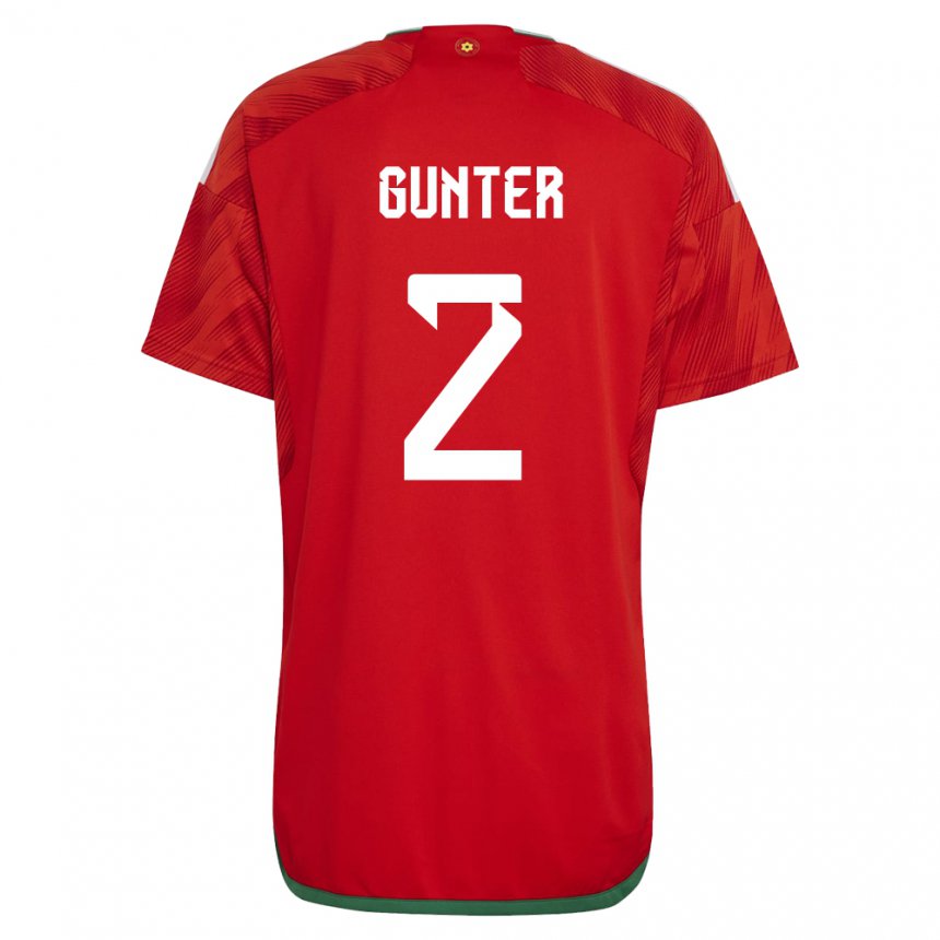 Miesten Walesin Chris Gunter #2 Punainen Kotipaita 22-24 Lyhythihainen Paita T-paita