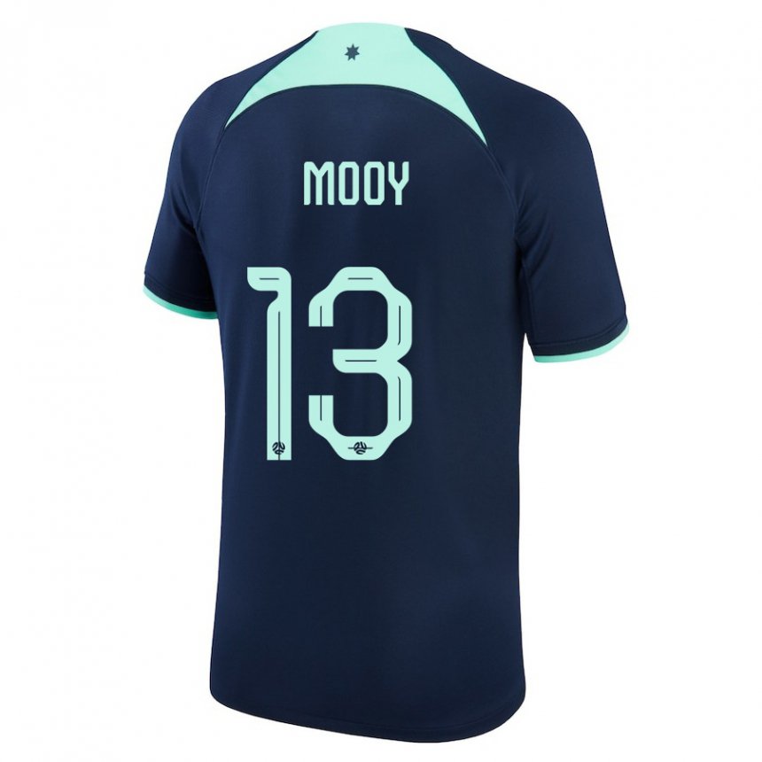 Miesten Australian Aaron Mooy #13 Tummansininen Vieraspaita 22-24 Lyhythihainen Paita T-paita