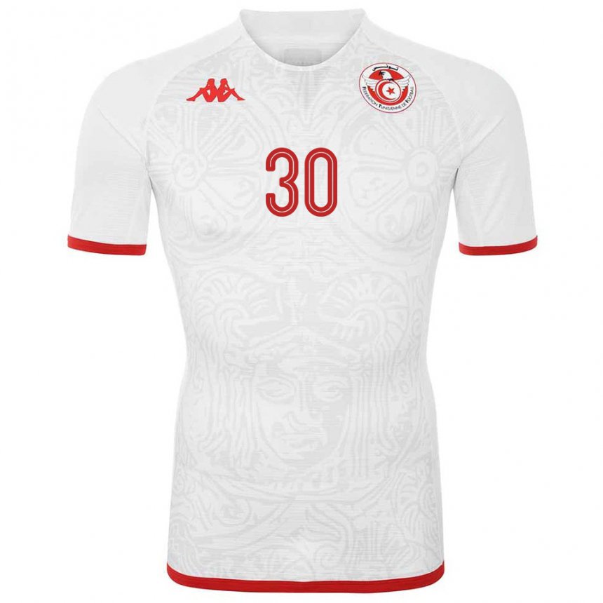 Miesten Tunisian Yann Valery #30 Valkoinen Vieraspaita 22-24 Lyhythihainen Paita T-paita