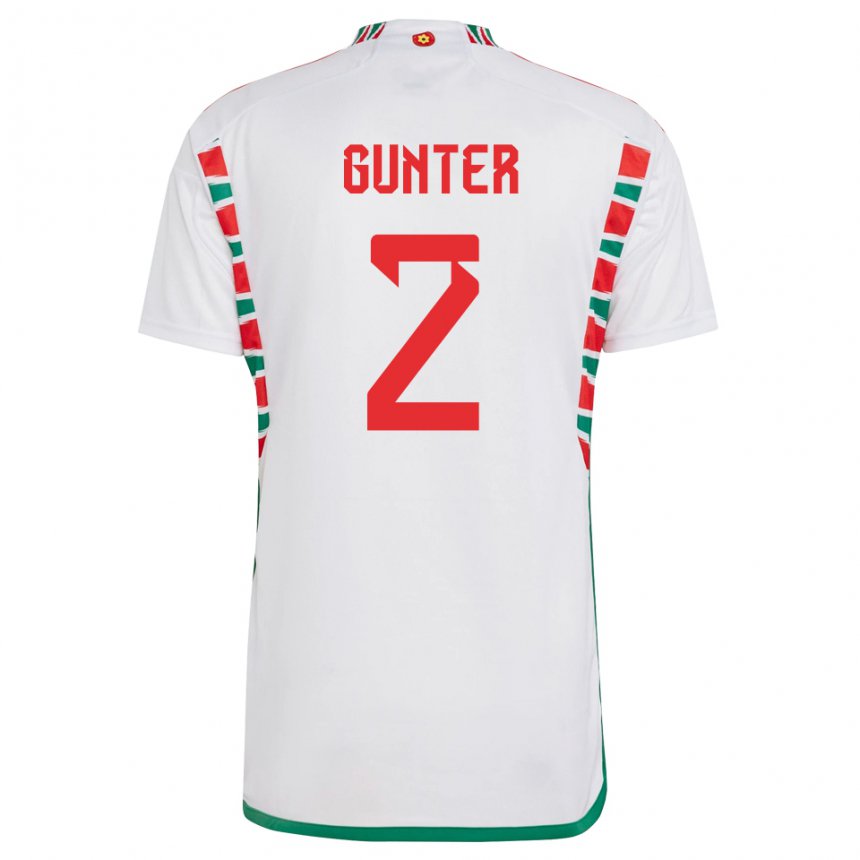 Miesten Walesin Chris Gunter #2 Valkoinen Vieraspaita 22-24 Lyhythihainen Paita T-paita