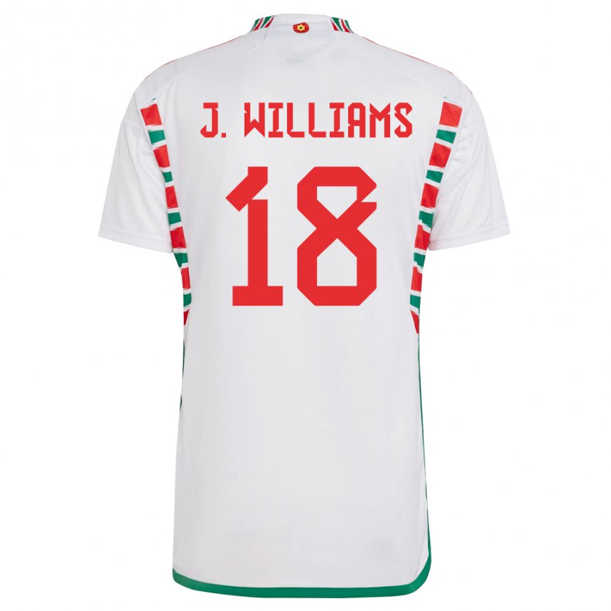 Miesten Walesin Jonathan Williams #18 Valkoinen Vieraspaita 22-24 Lyhythihainen Paita T-paita