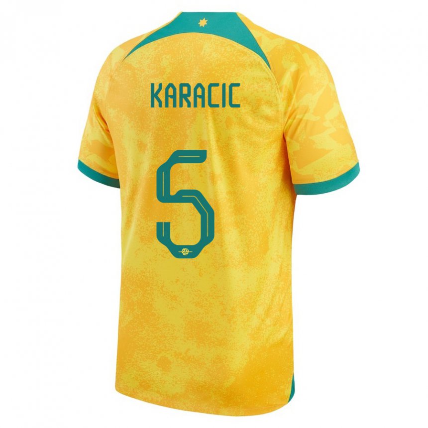 Naisten Australian Fran Karacic #5 Kultainen Kotipaita 22-24 Lyhythihainen Paita T-paita