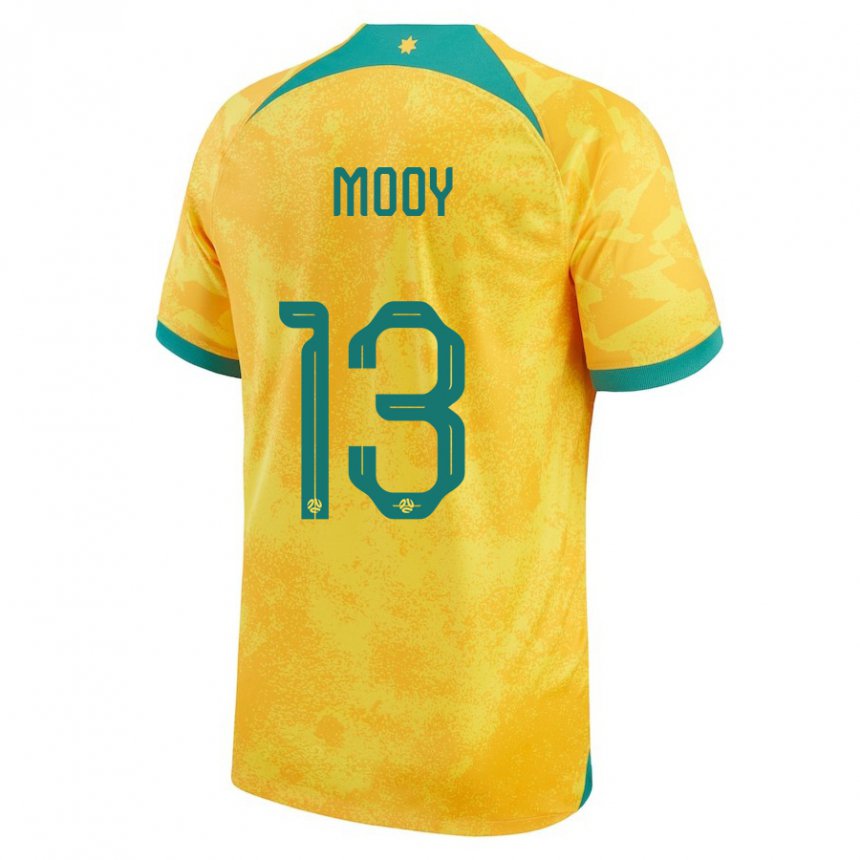 Naisten Australian Aaron Mooy #13 Kultainen Kotipaita 22-24 Lyhythihainen Paita T-paita