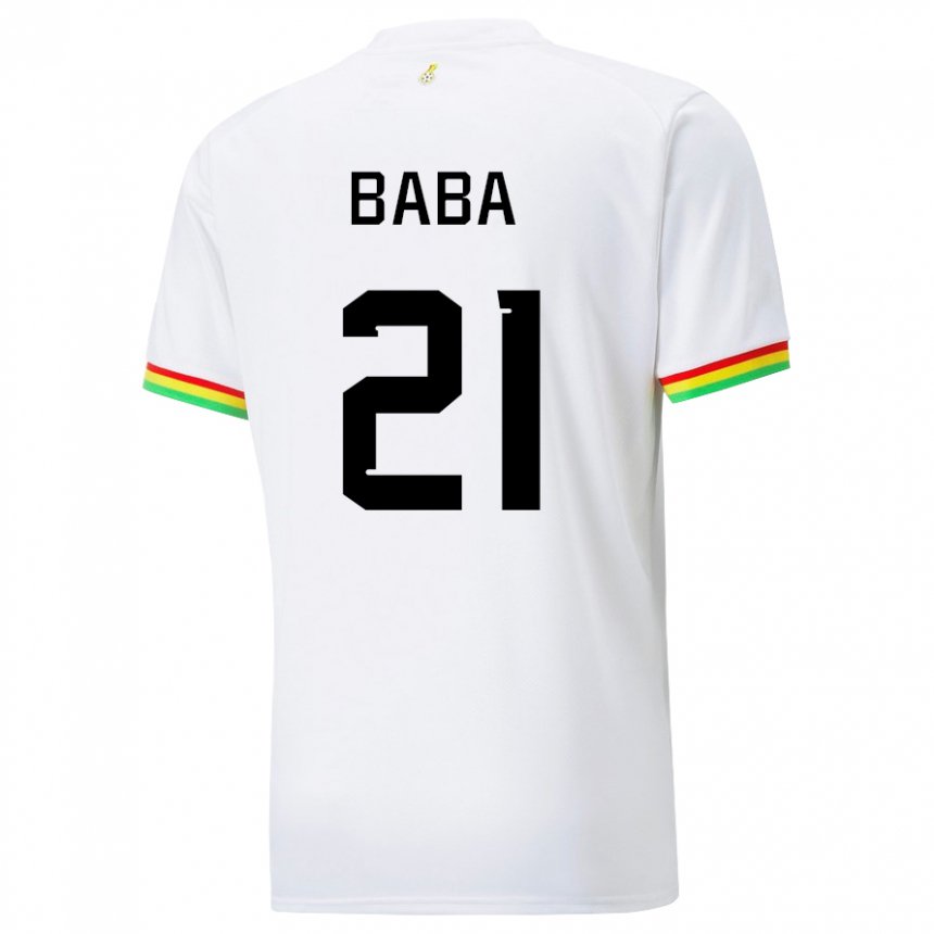 Naisten Ghanan Iddrisu Baba #21 Valkoinen Kotipaita 22-24 Lyhythihainen Paita T-paita