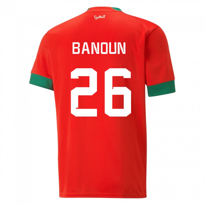 Naisten Marokon Badr Banoun #26 Punainen Kotipaita 22-24 Lyhythihainen Paita T-paita