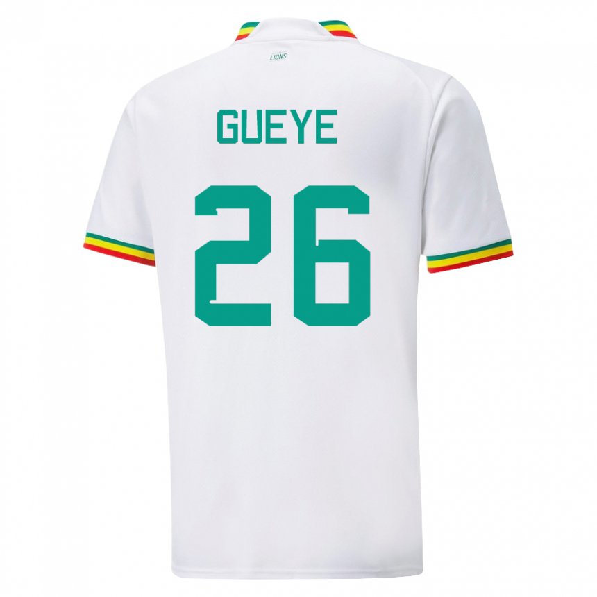 Naisten Senegalin Pape Gueye #26 Valkoinen Kotipaita 22-24 Lyhythihainen Paita T-paita