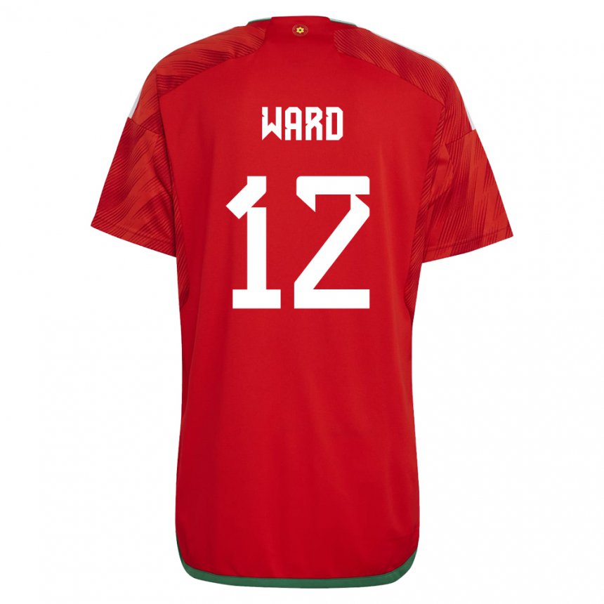 Naisten Walesin Danny Ward #12 Punainen Kotipaita 22-24 Lyhythihainen Paita T-paita