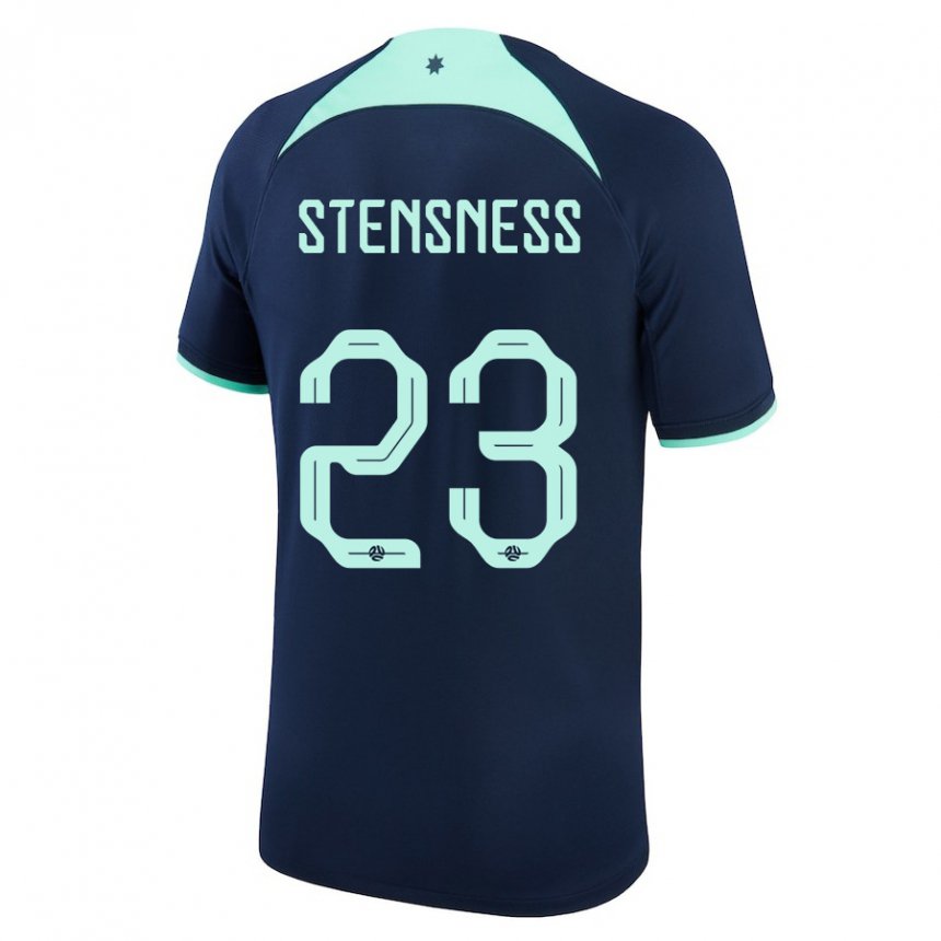 Naisten Australian Gianni Stensness #23 Tummansininen Vieraspaita 22-24 Lyhythihainen Paita T-paita