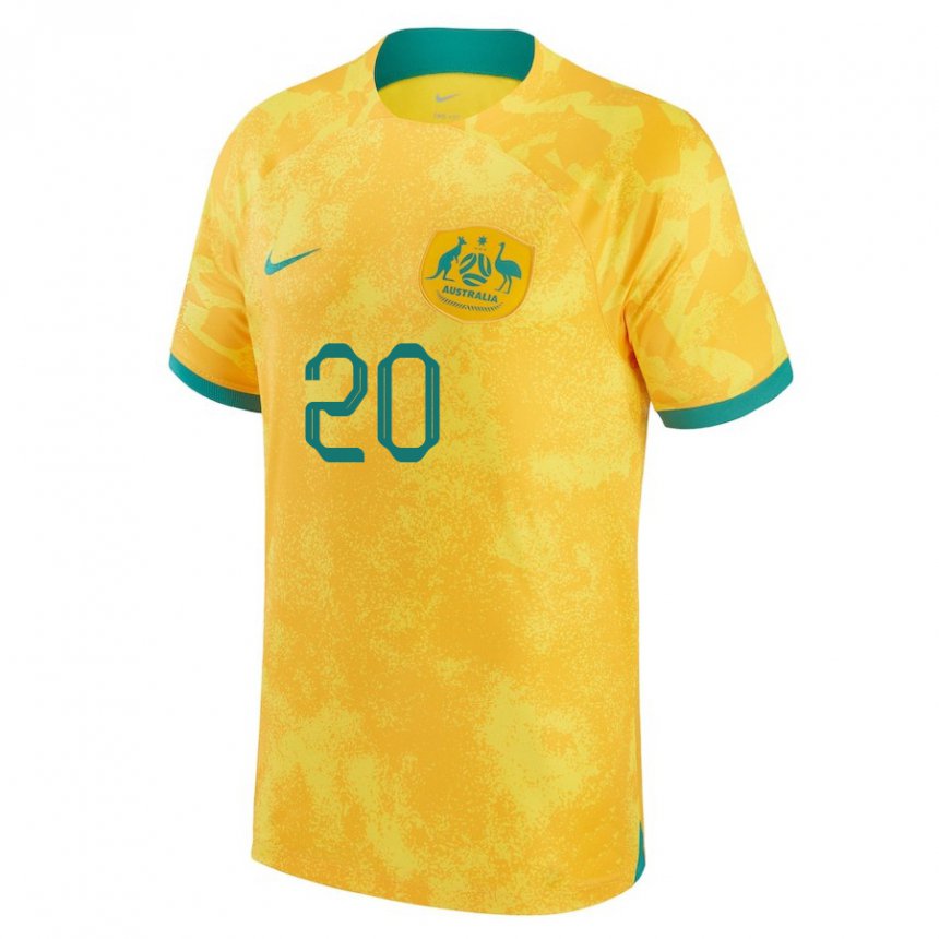 Lapset Australian Sam Kerr #20 Kultainen Kotipaita 22-24 Lyhythihainen Paita T-paita