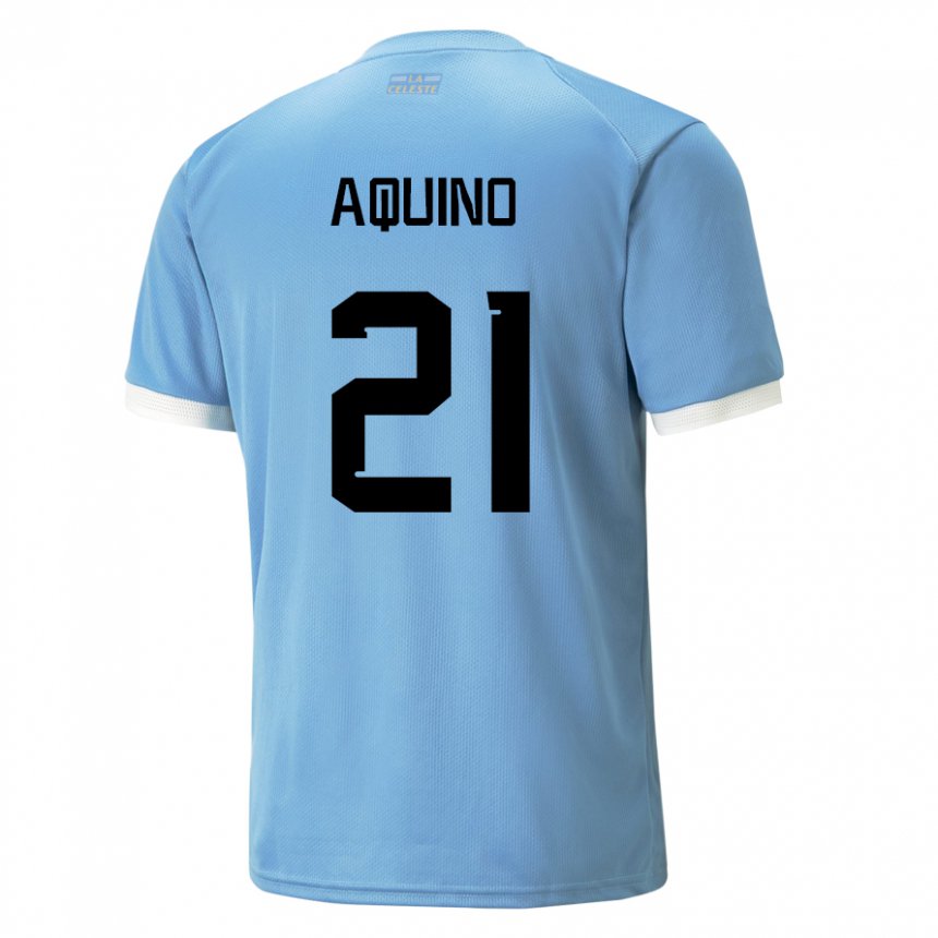 Lapset Uruguayn Belen Aquino #21 Sininen Kotipaita 22-24 Lyhythihainen Paita T-paita