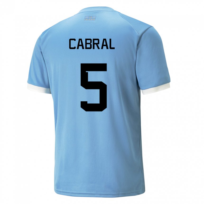 Lapset Uruguayn Maximo Cabral #5 Sininen Kotipaita 22-24 Lyhythihainen Paita T-paita