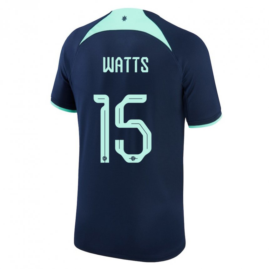 Lapset Australian Caleb Watts #15 Tummansininen Vieraspaita 22-24 Lyhythihainen Paita T-paita