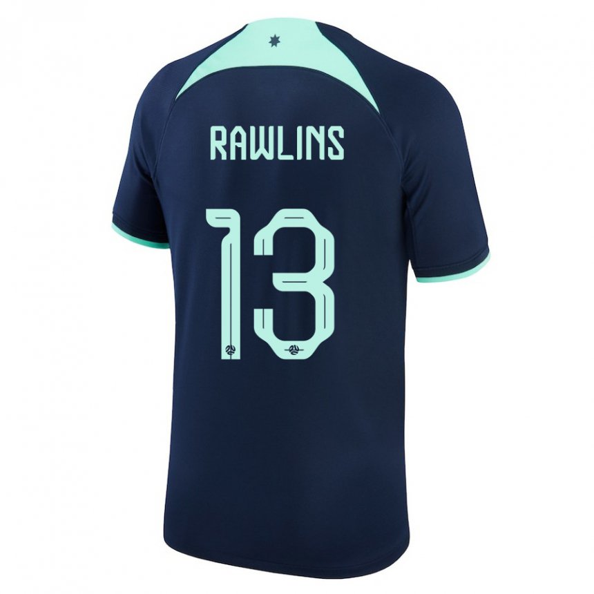 Lapset Australian Joshua Rawlins #13 Tummansininen Vieraspaita 22-24 Lyhythihainen Paita T-paita