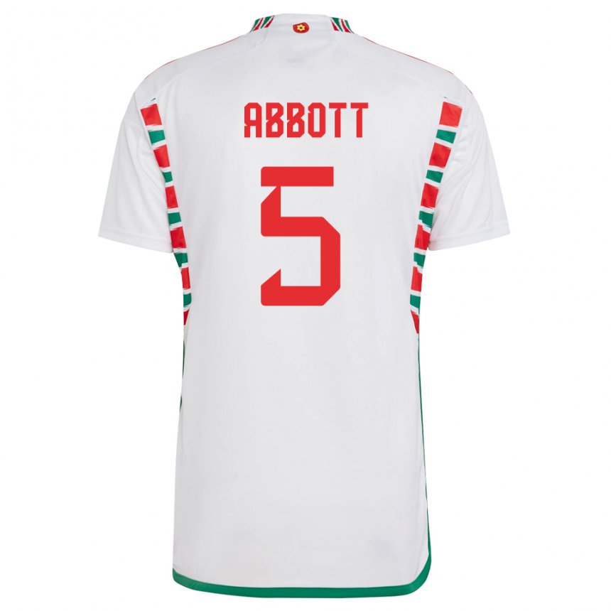 Lapset Walesin George Abbott #5 Valkoinen Vieraspaita 22-24 Lyhythihainen Paita T-paita