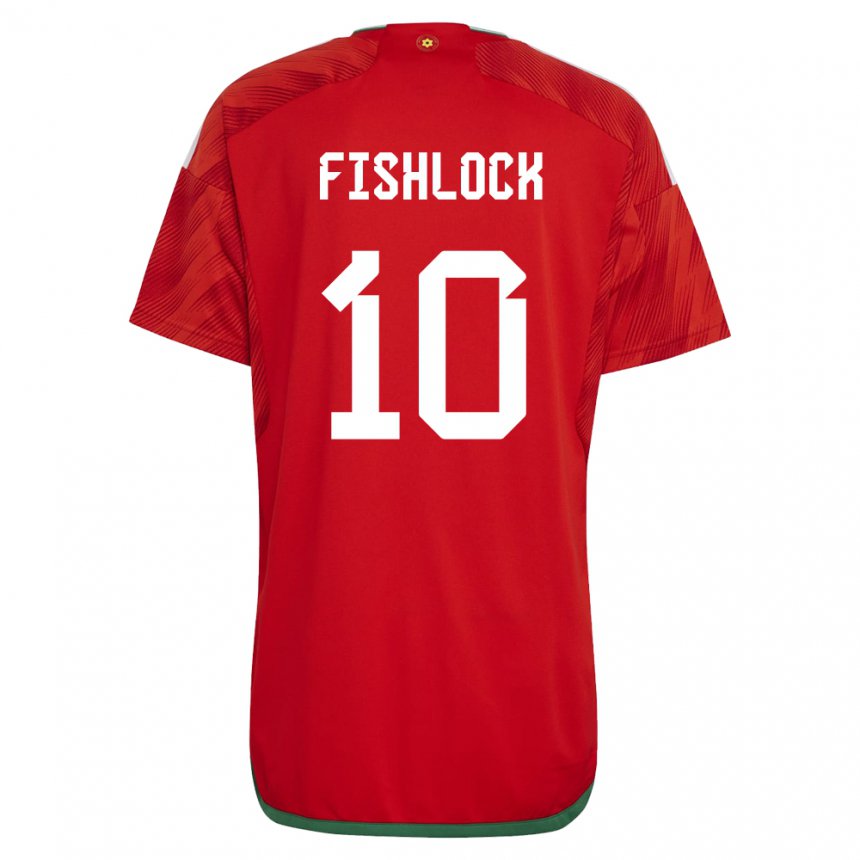 Miesten Walesin Jessica Fishlock #10 Punainen Kotipaita 22-24 Lyhythihainen Paita T-paita