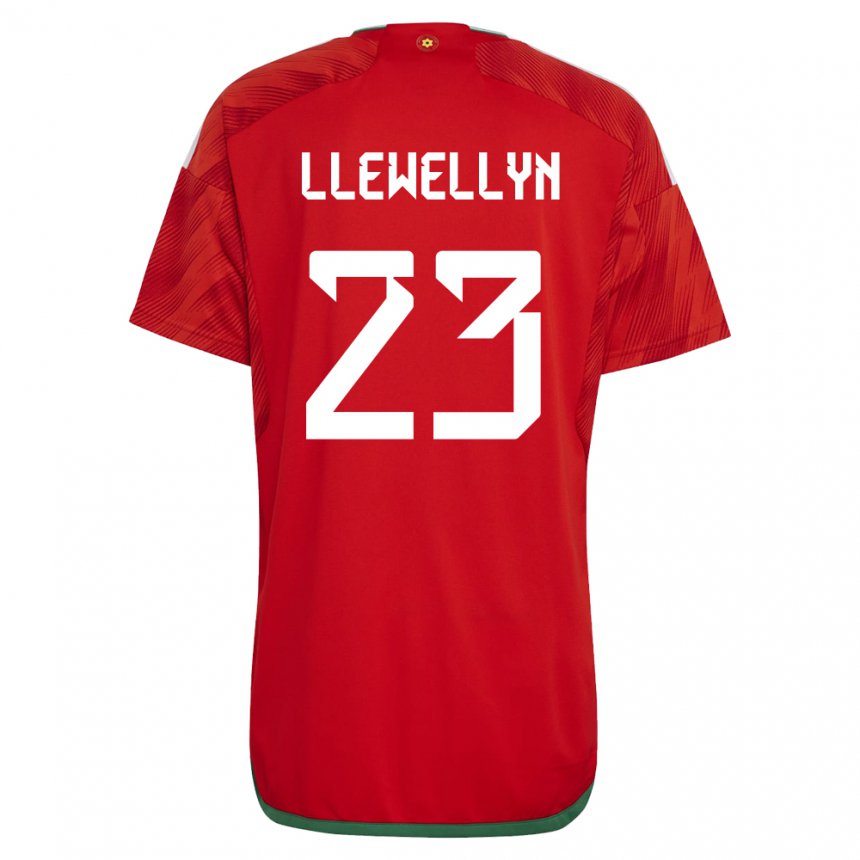 Miesten Walesin Ffion Llewellyn #23 Punainen Kotipaita 22-24 Lyhythihainen Paita T-paita