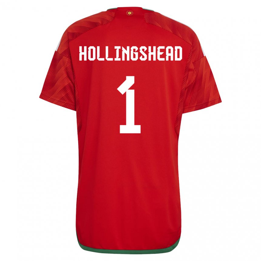 Miesten Walesin Ronnie Hollingshead #1 Punainen Kotipaita 22-24 Lyhythihainen Paita T-paita