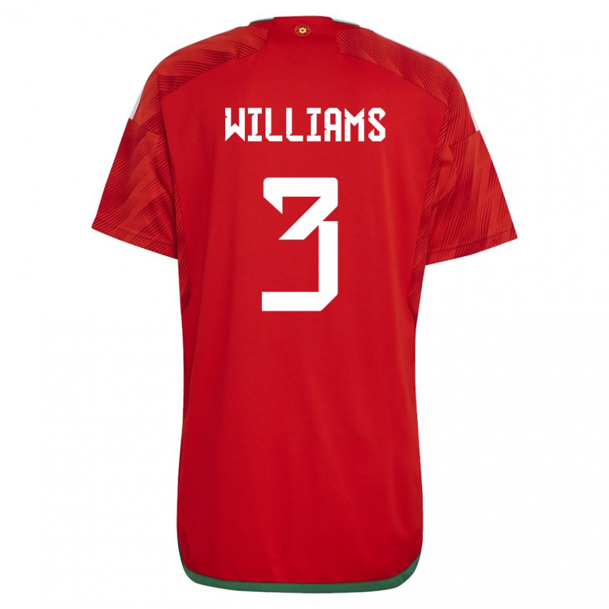 Miesten Walesin Zac Williams #3 Punainen Kotipaita 22-24 Lyhythihainen Paita T-paita