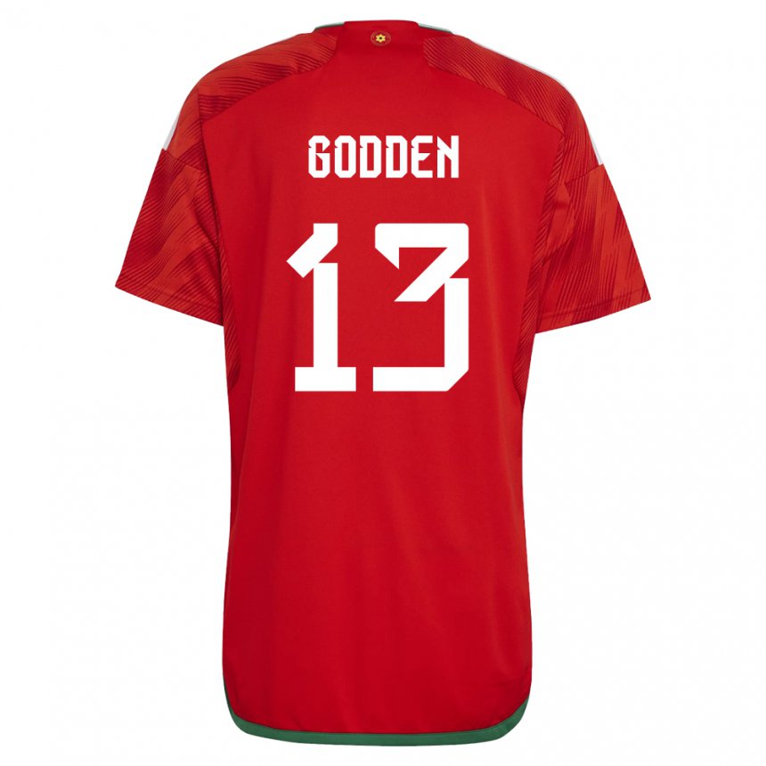 Miesten Walesin Scott Godden #13 Punainen Kotipaita 22-24 Lyhythihainen Paita T-paita