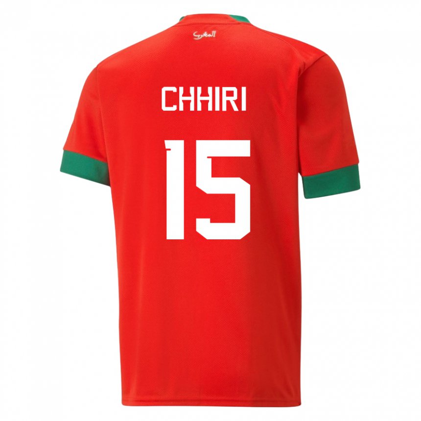 Miesten Marokon Ghizlane Chhiri #15 Punainen Kotipaita 22-24 Lyhythihainen Paita T-paita