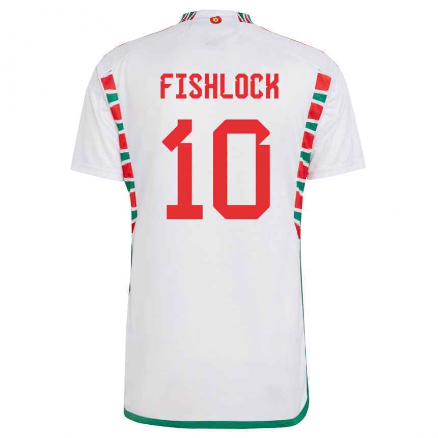 Miesten Walesin Jessica Fishlock #10 Valkoinen Vieraspaita 22-24 Lyhythihainen Paita T-paita