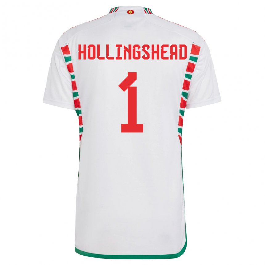 Miesten Walesin Ronnie Hollingshead #1 Valkoinen Vieraspaita 22-24 Lyhythihainen Paita T-paita
