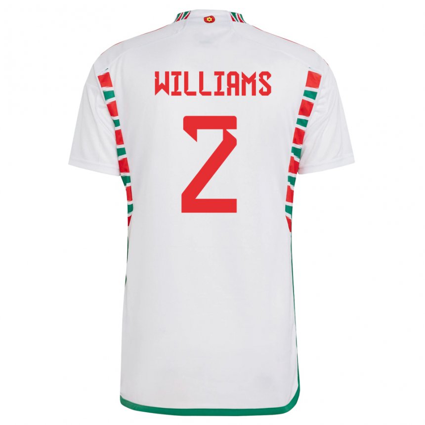 Miesten Walesin Morgan Williams #2 Valkoinen Vieraspaita 22-24 Lyhythihainen Paita T-paita