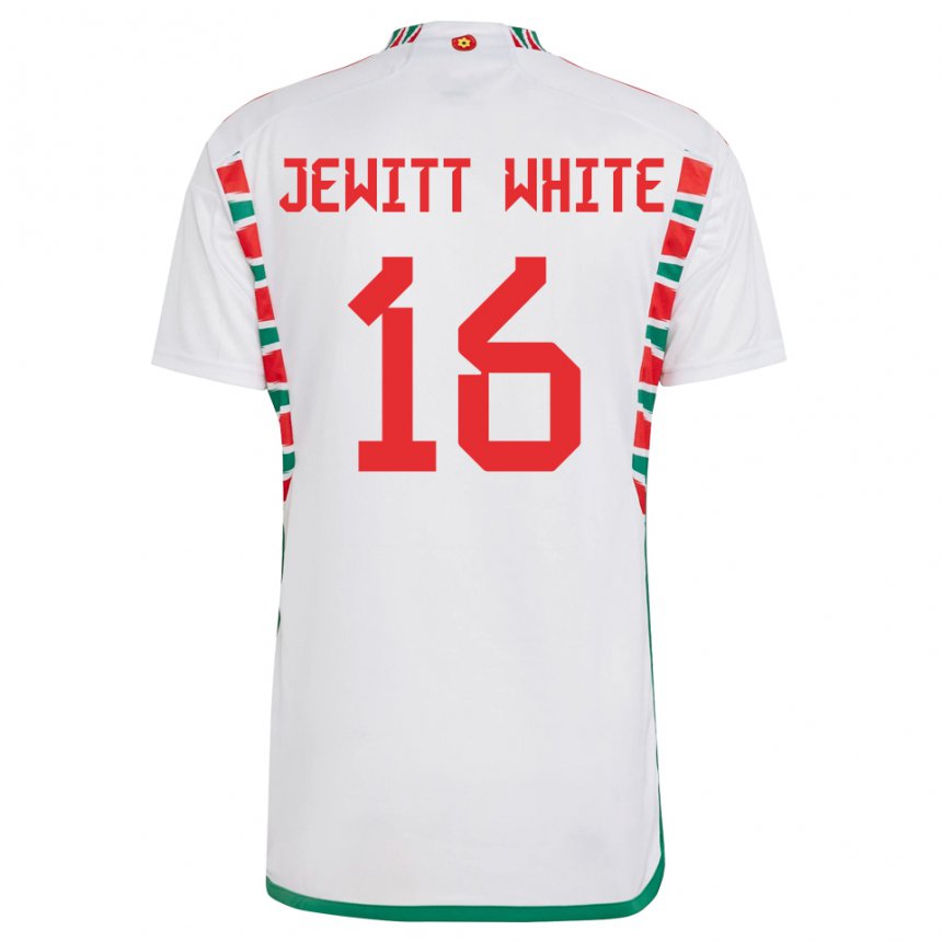 Miesten Walesin Harry Jewitt White #16 Valkoinen Vieraspaita 22-24 Lyhythihainen Paita T-paita