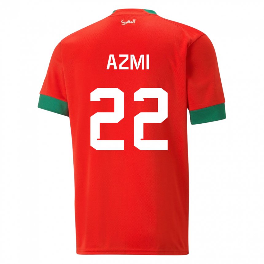 Naisten Marokon Ahmed Azmi #22 Punainen Kotipaita 22-24 Lyhythihainen Paita T-paita