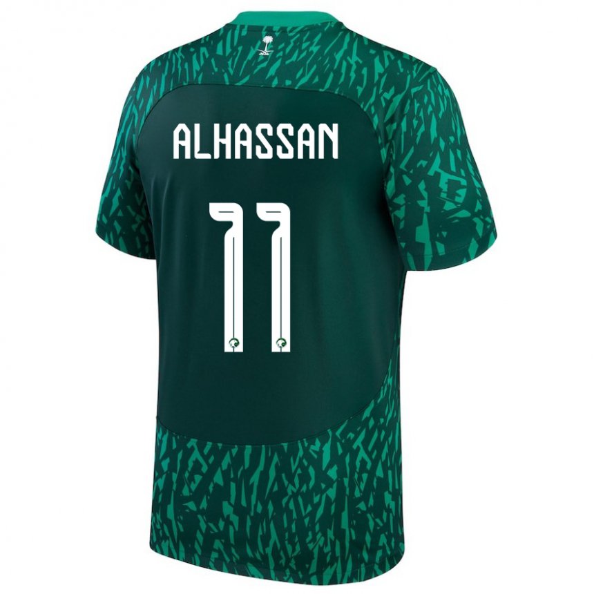 Naisten Saudi-arabian Abbas Alhassan #11 Dark Vihreä Vieraspaita 22-24 Lyhythihainen Paita T-paita