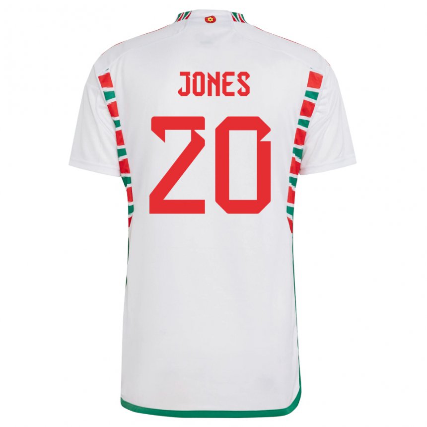 Naisten Walesin Carrie Jones #20 Valkoinen Vieraspaita 22-24 Lyhythihainen Paita T-paita