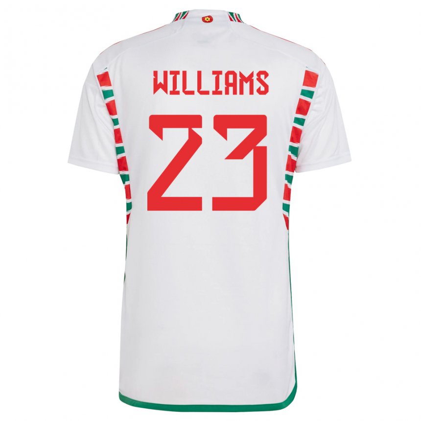 Naisten Walesin Chloe Williams #23 Valkoinen Vieraspaita 22-24 Lyhythihainen Paita T-paita