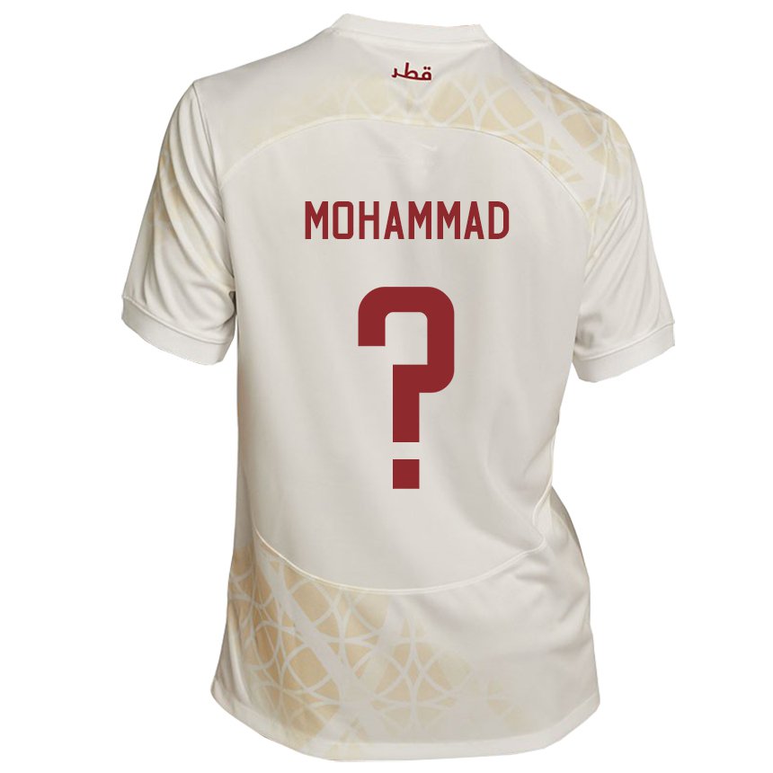 Naisten Qatarin Khaled Mohammad #0 Kultainen Beige Vieraspaita 22-24 Lyhythihainen Paita T-paita