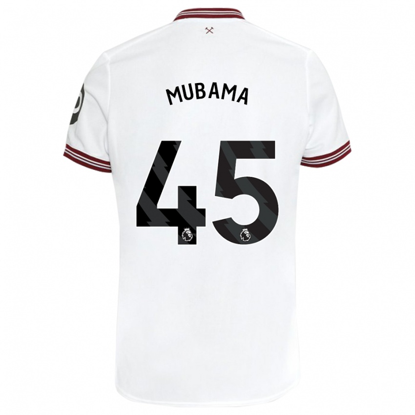 Miesten Divin Mubama #45 Valkoinen Vieraspaita 2023/24 Lyhythihainen Paita T-Paita