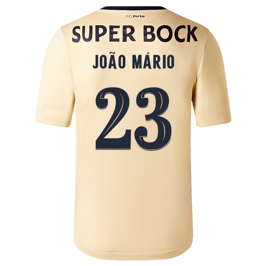 Miesten Joao Mario #23 Beige-Kultainen Vieraspaita 2023/24 Lyhythihainen Paita T-Paita