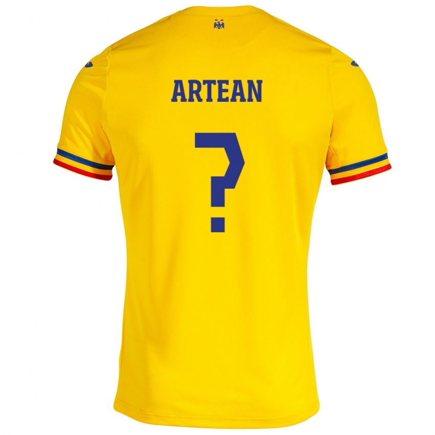 Lapset Romania Andrei Artean #0 Keltainen Kotipaita 24-26 Lyhythihainen Paita T-Paita