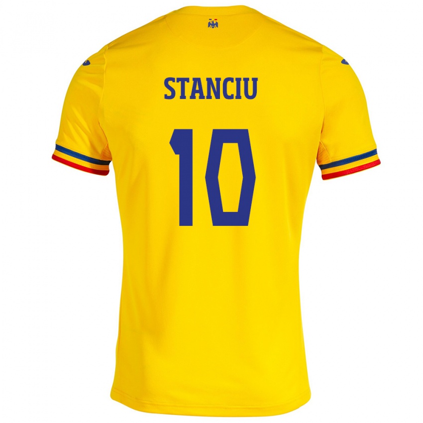 Lapset Romania Nicolae Stanciu #10 Keltainen Kotipaita 24-26 Lyhythihainen Paita T-Paita