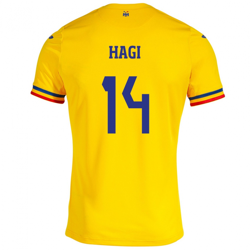 Lapset Romania Ianis Hagi #14 Keltainen Kotipaita 24-26 Lyhythihainen Paita T-Paita