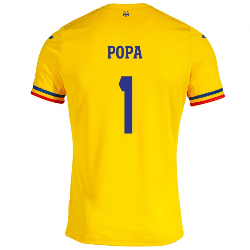 Lapset Romania Robert Popa #1 Keltainen Kotipaita 24-26 Lyhythihainen Paita T-Paita