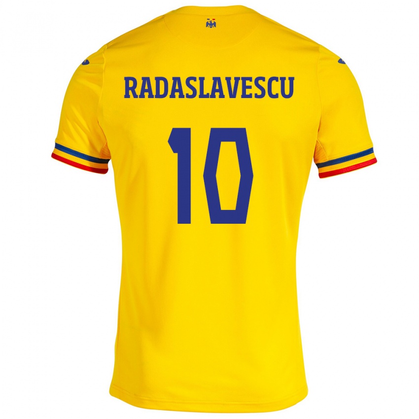 Lapset Romania Eduard Radaslavescu #10 Keltainen Kotipaita 24-26 Lyhythihainen Paita T-Paita