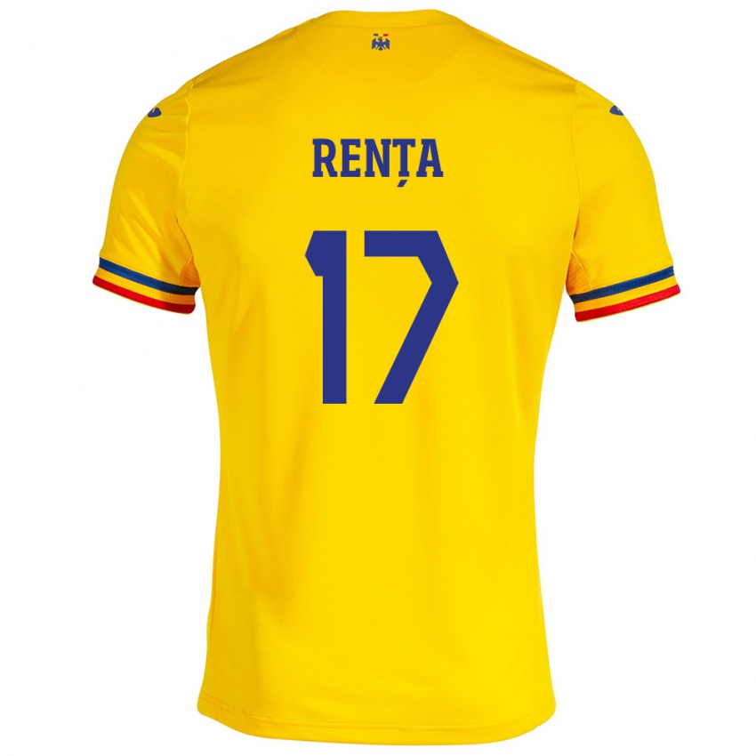 Lapset Romania Denis Rența #17 Keltainen Kotipaita 24-26 Lyhythihainen Paita T-Paita