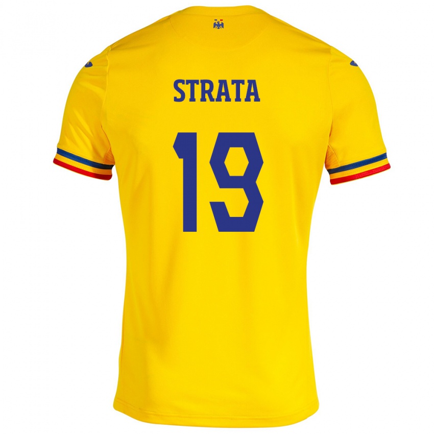 Lapset Romania Tony Strata #19 Keltainen Kotipaita 24-26 Lyhythihainen Paita T-Paita