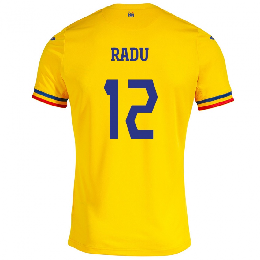 Lapset Romania Riccardo Radu #12 Keltainen Kotipaita 24-26 Lyhythihainen Paita T-Paita