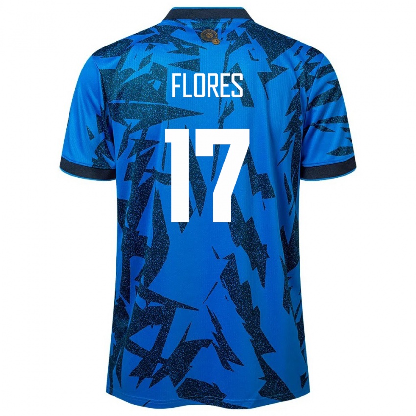 Lapset El Salvador Diego Flores #17 Sininen Kotipaita 24-26 Lyhythihainen Paita T-Paita