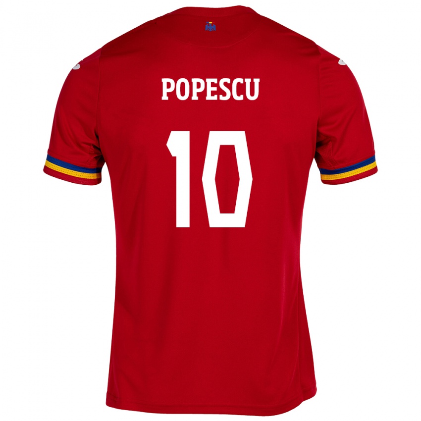 Lapset Romania Octavian Popescu #10 Punainen Vieraspaita 24-26 Lyhythihainen Paita T-Paita